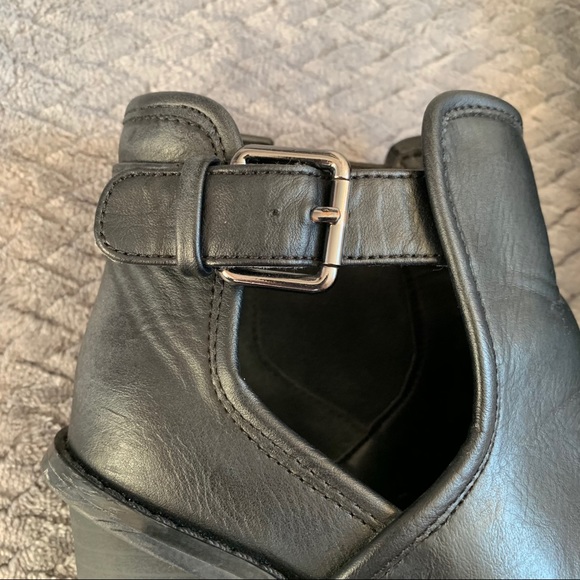 Black Peep Toe Ankle Booties - Picture 4 of 13